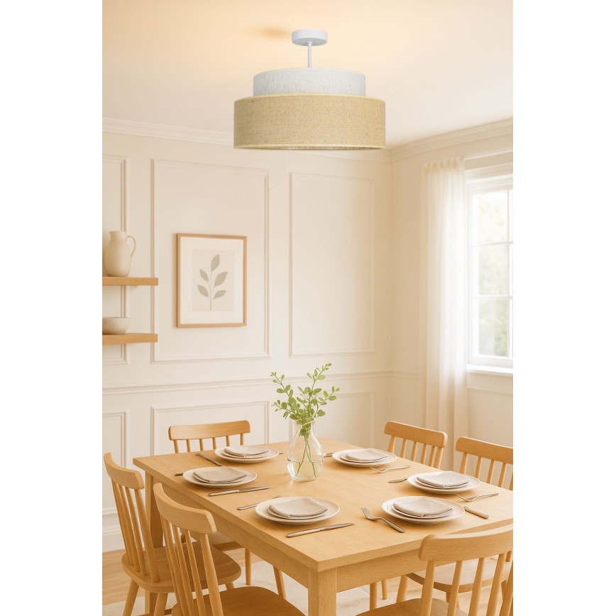 Candeeiro integrado BOHO 1xE27/60W/230V creme/bege