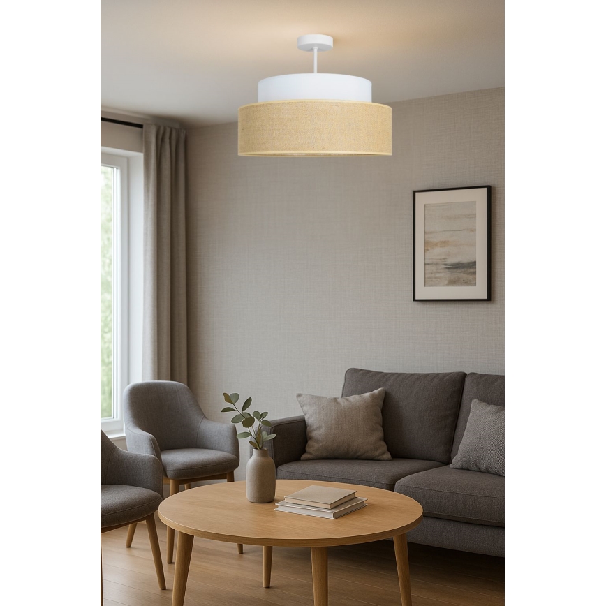 Candeeiro integrado BOHO 1xE27/60W/230V creme/bege