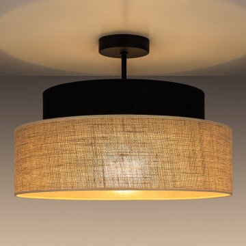 Candeeiro integrado BOHO 1xE27/60W/230V preto/bege