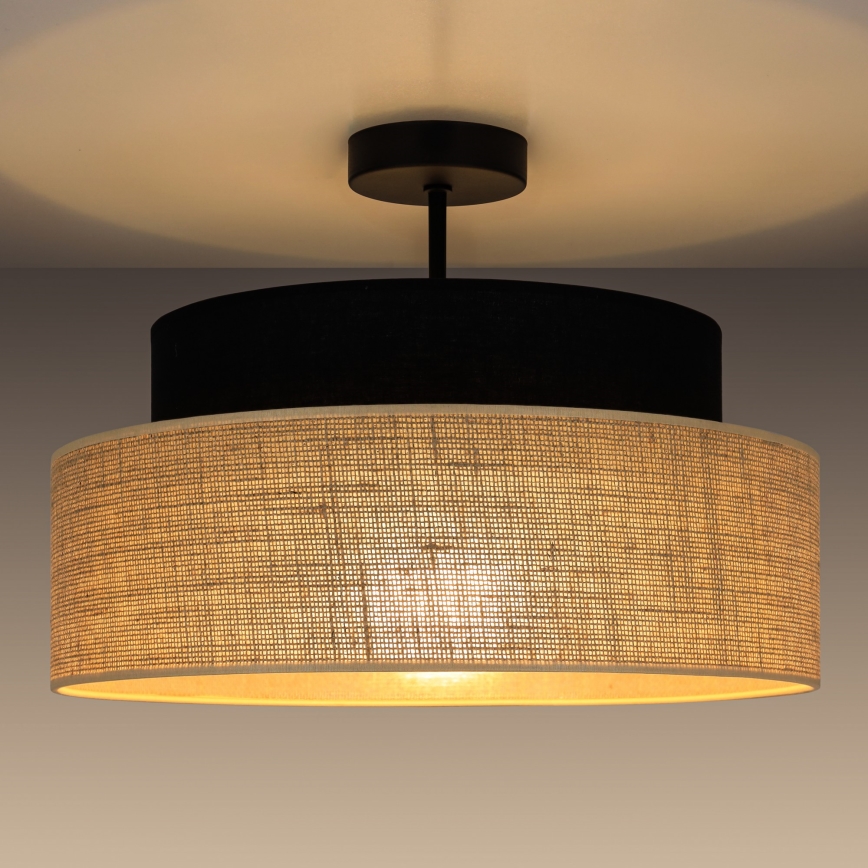 Candeeiro integrado BOHO 1xE27/60W/230V preto/bege