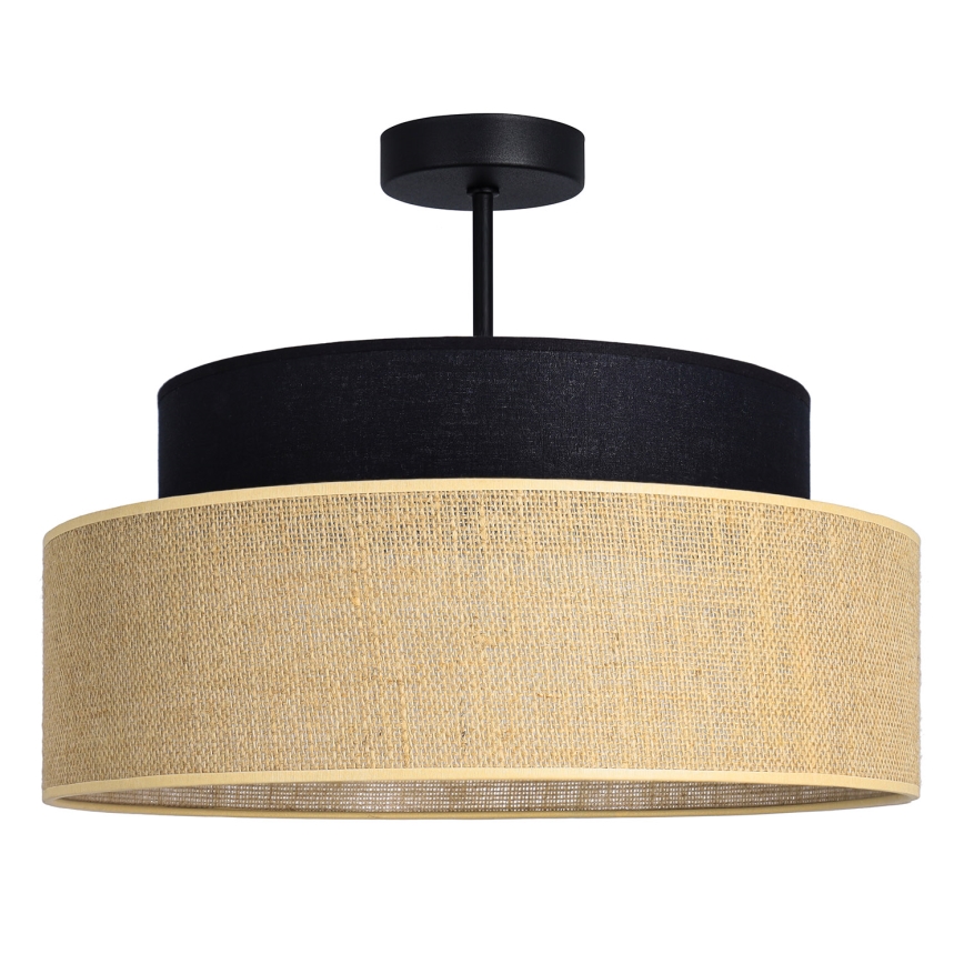 Candeeiro integrado BOHO 1xE27/60W/230V preto/bege