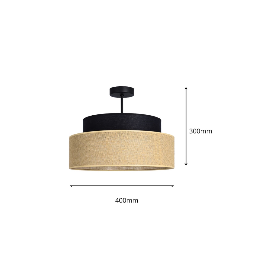 Candeeiro integrado BOHO 1xE27/60W/230V preto/bege