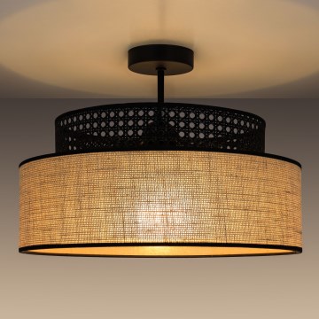 Candeeiro integrado BOHO 1xE27/60W/230V preto/vime
