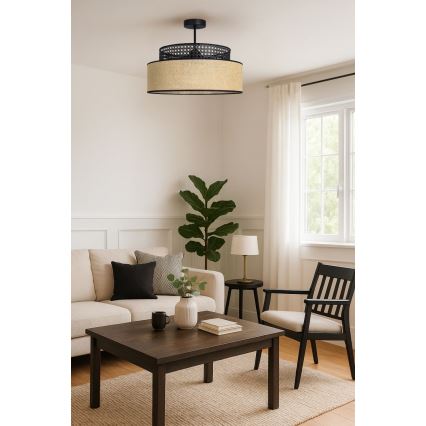 Candeeiro integrado BOHO 1xE27/60W/230V preto/vime