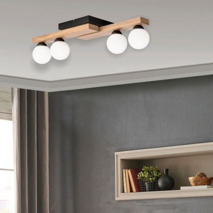 Candeeiro integrado CORTINA 4xG9/5W/230V preto/carvalho