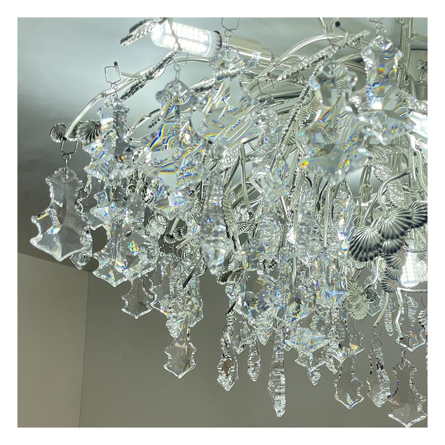 Candeeiro integrado de cristal 12xG9/40W/230V cromado brilhante