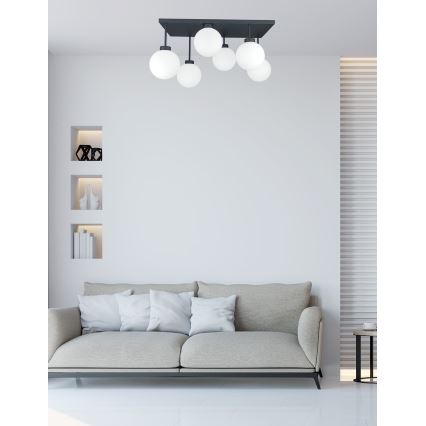 Candeeiro integrado DEA 6xE14/60W/230V preto/branco