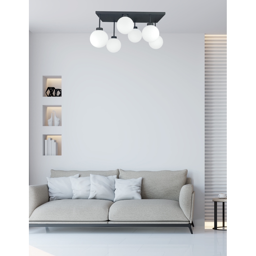 Candeeiro integrado DEA 6xE14/60W/230V preto/branco