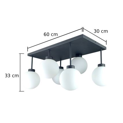 Candeeiro integrado DEA 6xE14/60W/230V preto/branco