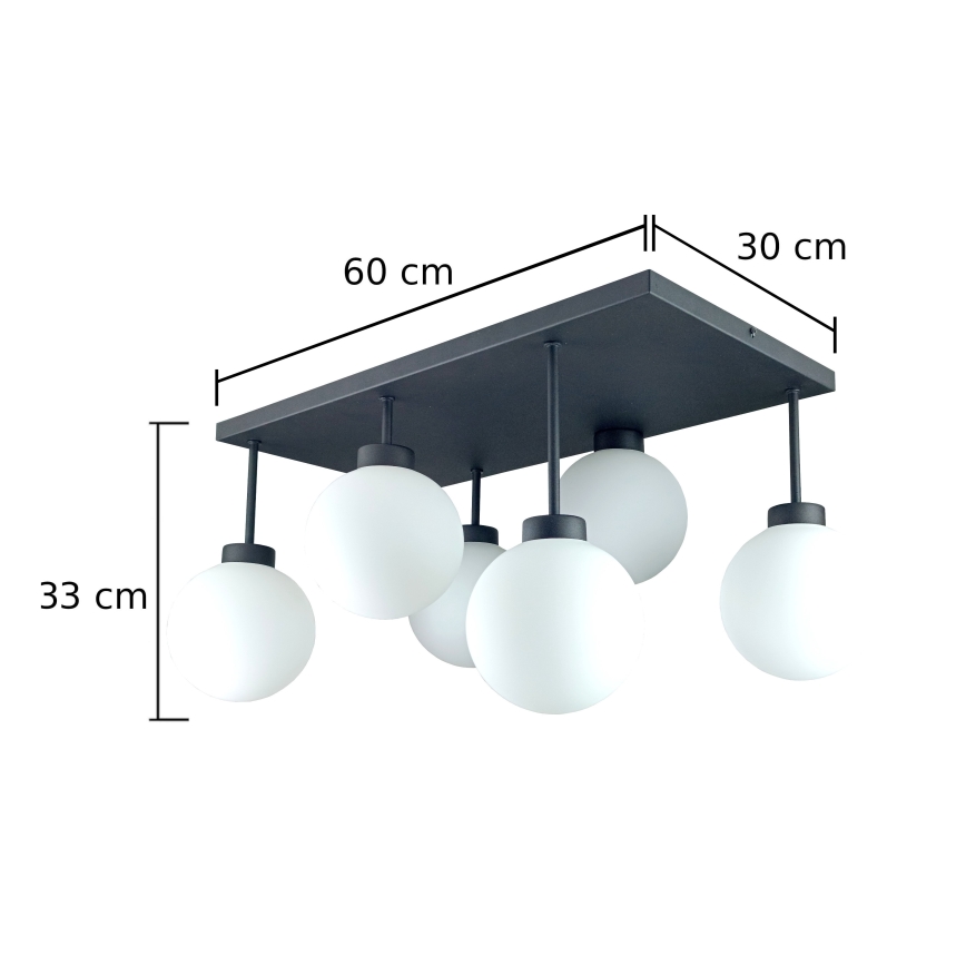 Candeeiro integrado DEA 6xE14/60W/230V preto/branco