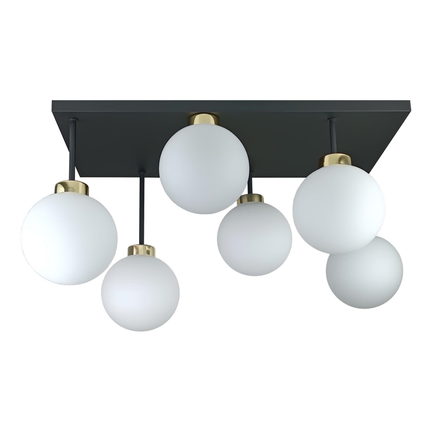 Candeeiro integrado DEA 6xE14/60W/230V preto/dourado/branco