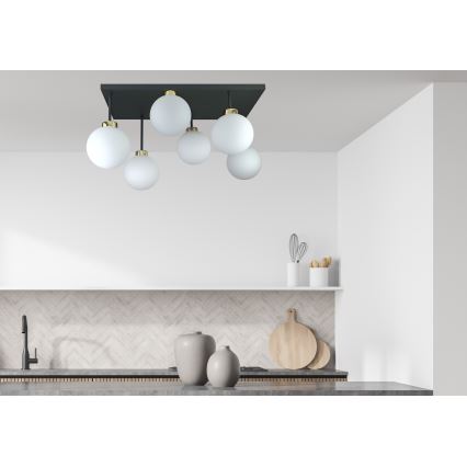 Candeeiro integrado DEA 6xE14/60W/230V preto/dourado/branco