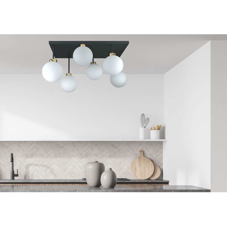 Candeeiro integrado DEA 6xE14/60W/230V preto/dourado/branco