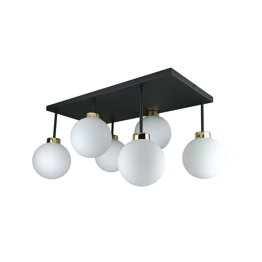 Candeeiro integrado DEA 6xE14/60W/230V preto/dourado/branco