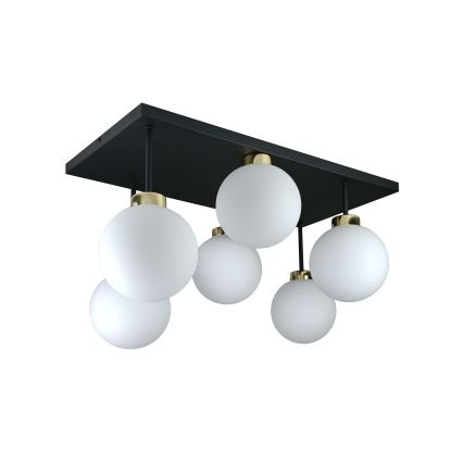 Candeeiro integrado DEA 6xE14/60W/230V preto/dourado/branco