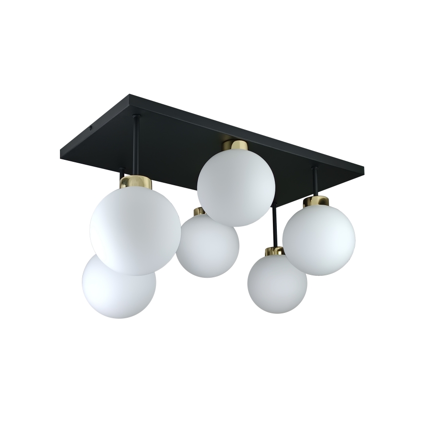 Candeeiro integrado DEA 6xE14/60W/230V preto/dourado/branco