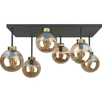 Candeeiro integrado DEA 6xE14/60W/230V preto/dourado/fumado bege