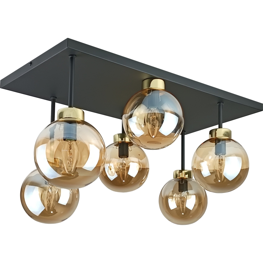 Candeeiro integrado DEA 6xE14/60W/230V preto/dourado/fumado bege