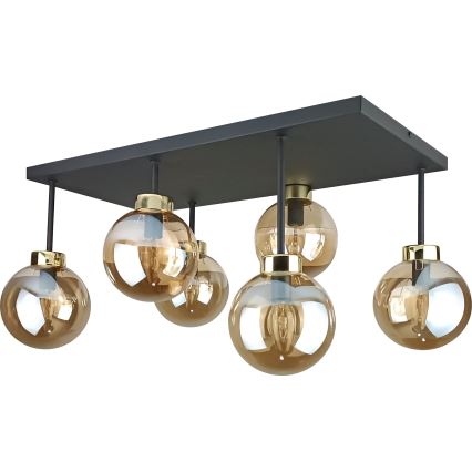 Candeeiro integrado DEA 6xE14/60W/230V preto/dourado/fumado bege