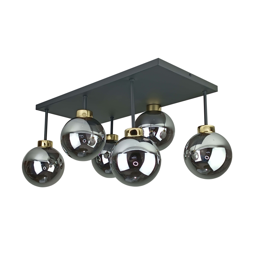Candeeiro integrado DEA 6xE14/60W/230V preto/dourado/fumado preto