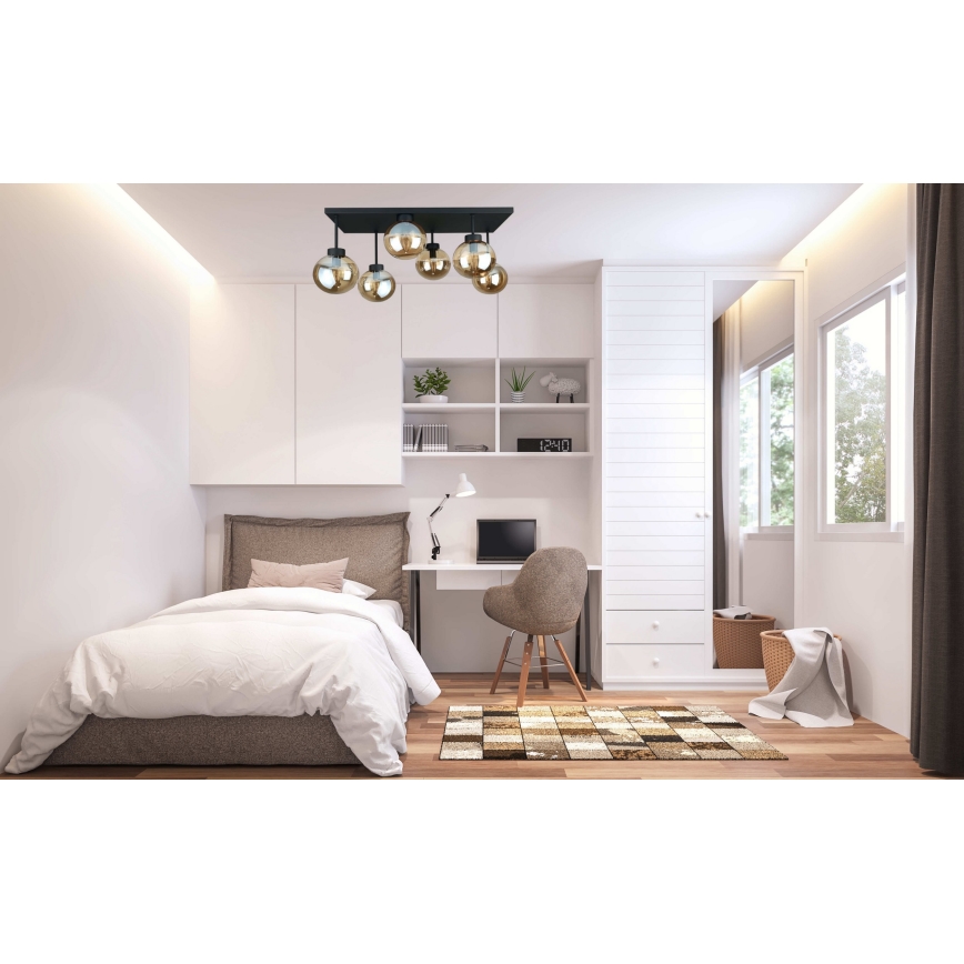 Candeeiro integrado DEA 6xE14/60W/230V preto/fumado bege