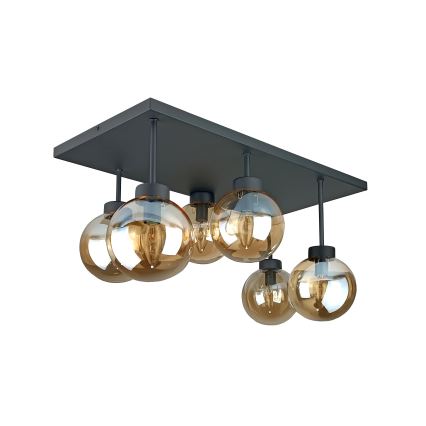Candeeiro integrado DEA 6xE14/60W/230V preto/fumado bege