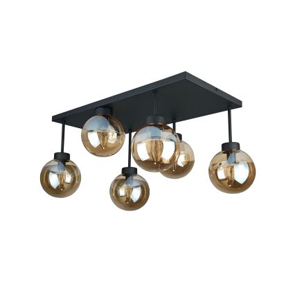 Candeeiro integrado DEA 6xE14/60W/230V preto/fumado bege