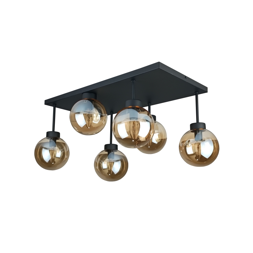 Candeeiro integrado DEA 6xE14/60W/230V preto/fumado bege