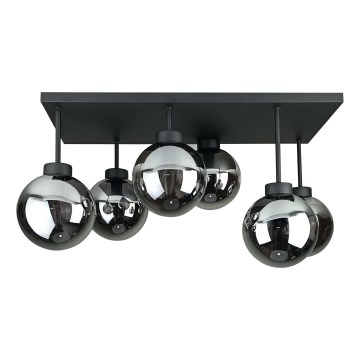 Candeeiro integrado DEA 6xE14/60W/230V preto/fumado preto