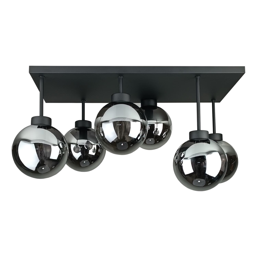 Candeeiro integrado DEA 6xE14/60W/230V preto/fumado preto