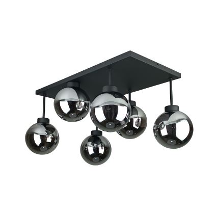 Candeeiro integrado DEA 6xE14/60W/230V preto/fumado preto