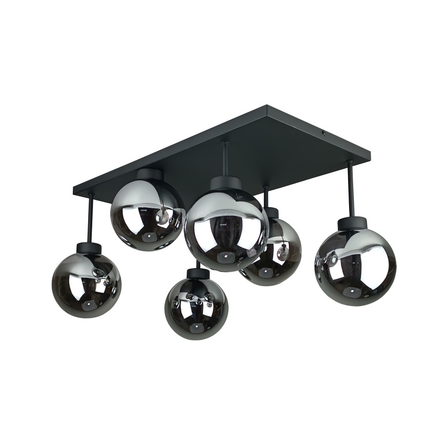 Candeeiro integrado DEA 6xE14/60W/230V preto/fumado preto