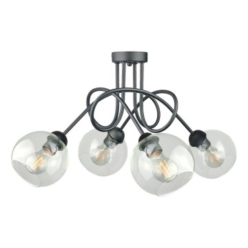 Candeeiro integrado EVIE 4xE27/60W/230V antracite/transparente