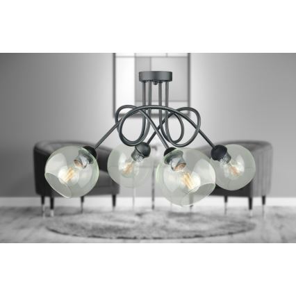 Candeeiro integrado EVIE 4xE27/60W/230V antracite/transparente