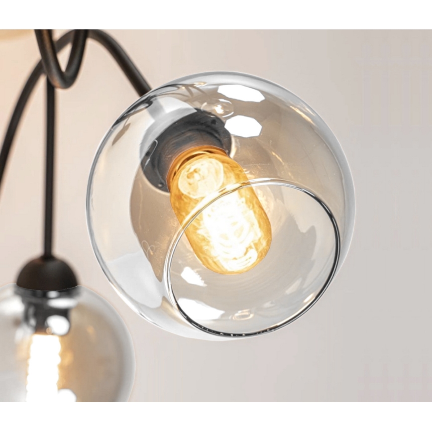 Candeeiro integrado EVIE 4xE27/60W/230V antracite/transparente