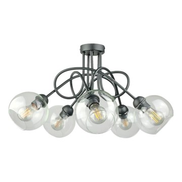 Candeeiro integrado EVIE 5xE27/60W/230V antracite/transparente