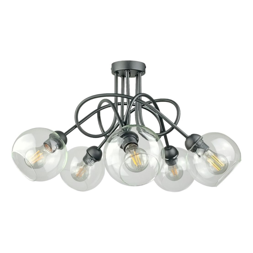 Candeeiro integrado EVIE 5xE27/60W/230V antracite/transparente