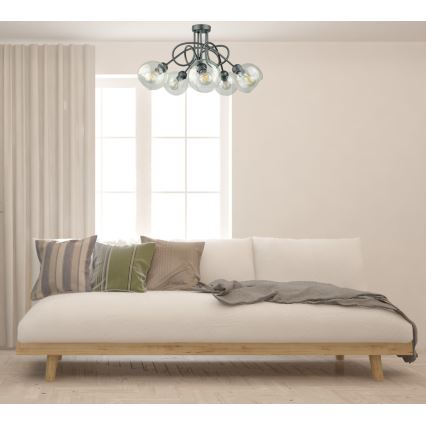 Candeeiro integrado EVIE 5xE27/60W/230V antracite/transparente