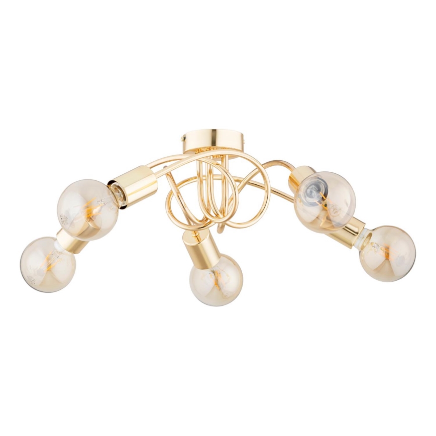 Candeeiro integrado FARTA 5xE27/15W/230V dourado