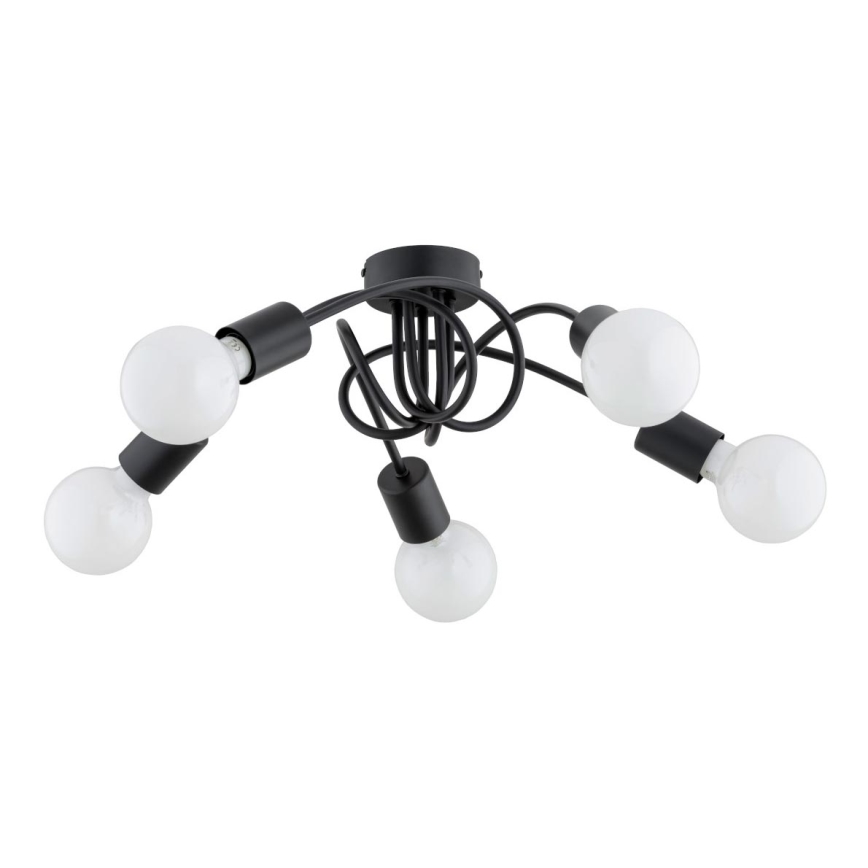 Candeeiro integrado FARTA 5xE27/60W/230V preto