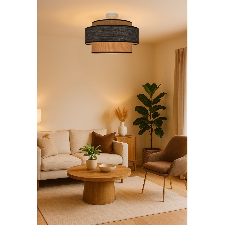 Candeeiro integrado GRACE 1xE27/60W/230V creme/castanho