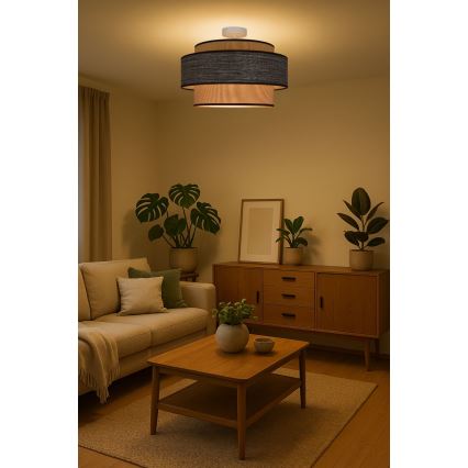 Candeeiro integrado GRACE 1xE27/60W/230V creme/castanho