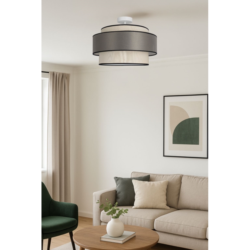 Candeeiro integrado GRACE 1xE27/60W/230V creme/cinzento