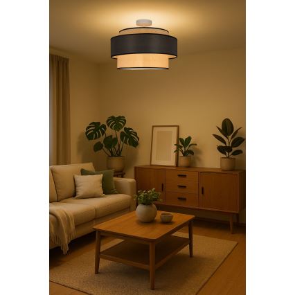 Candeeiro integrado GRACE 1xE27/60W/230V creme/cinzento