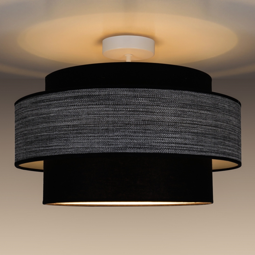 Candeeiro integrado GRACE 1xE27/60W/230V diâmetro 40 cm preto/cinzento