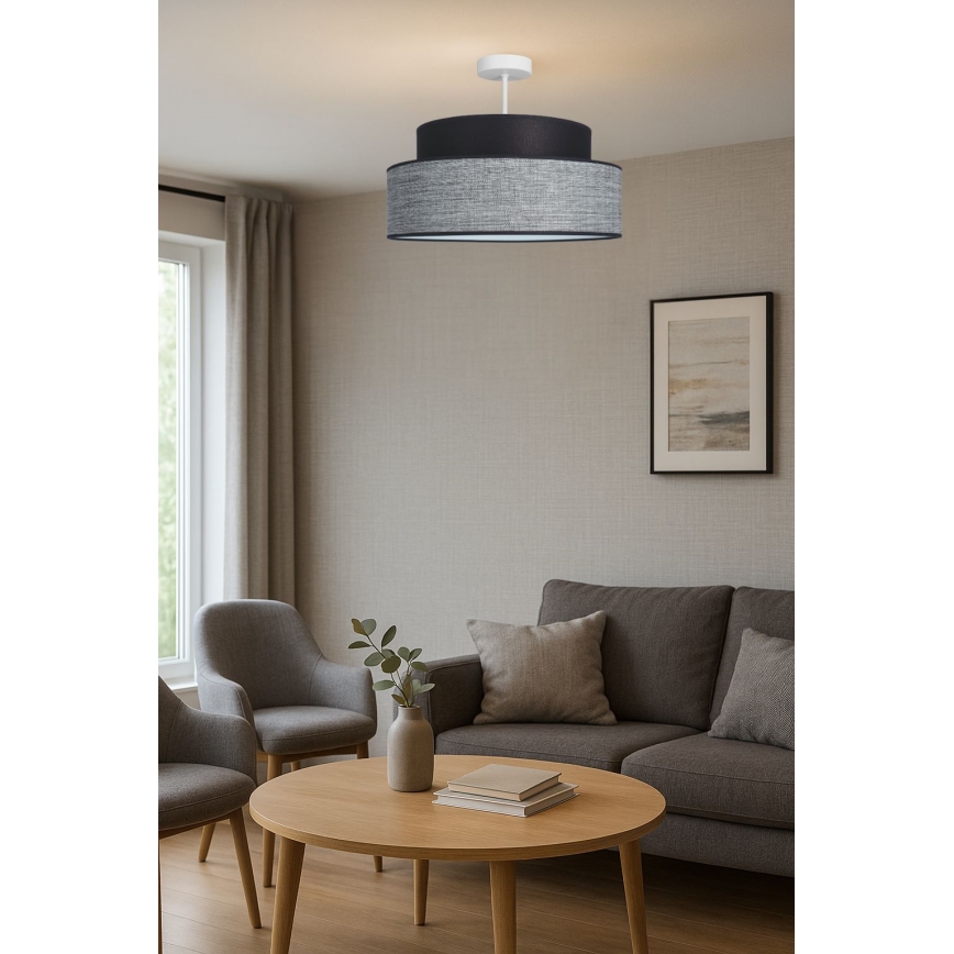 Candeeiro integrado GRACE 1xE27/60W/230V preto/cinzento