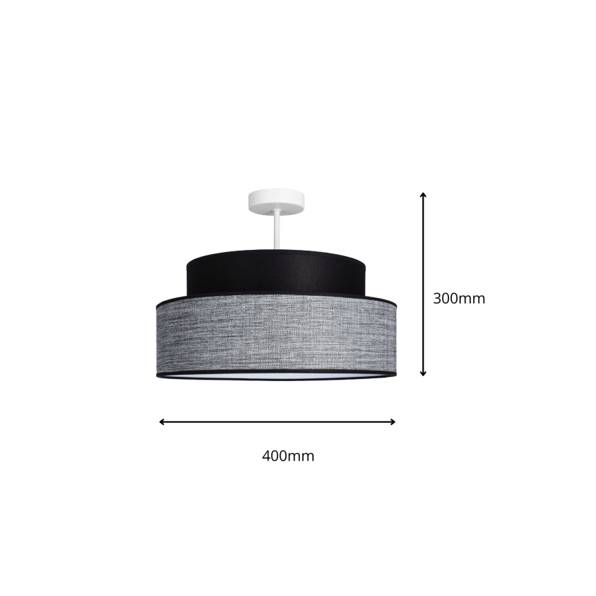 Candeeiro integrado GRACE 1xE27/60W/230V preto/cinzento