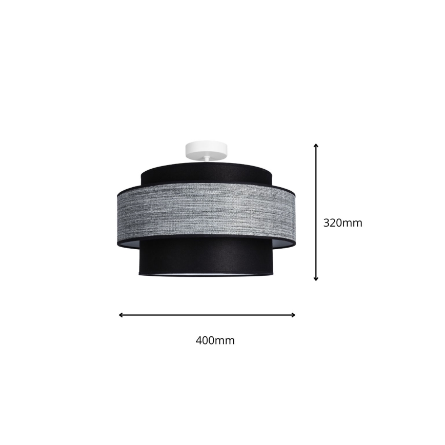 Candeeiro integrado GRACE 1xE27/60W/230V preto/cinzento