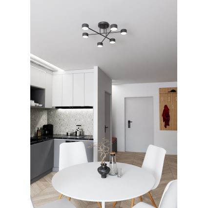 Candeeiro integrado HALO 6xGX53/8W/230V preto