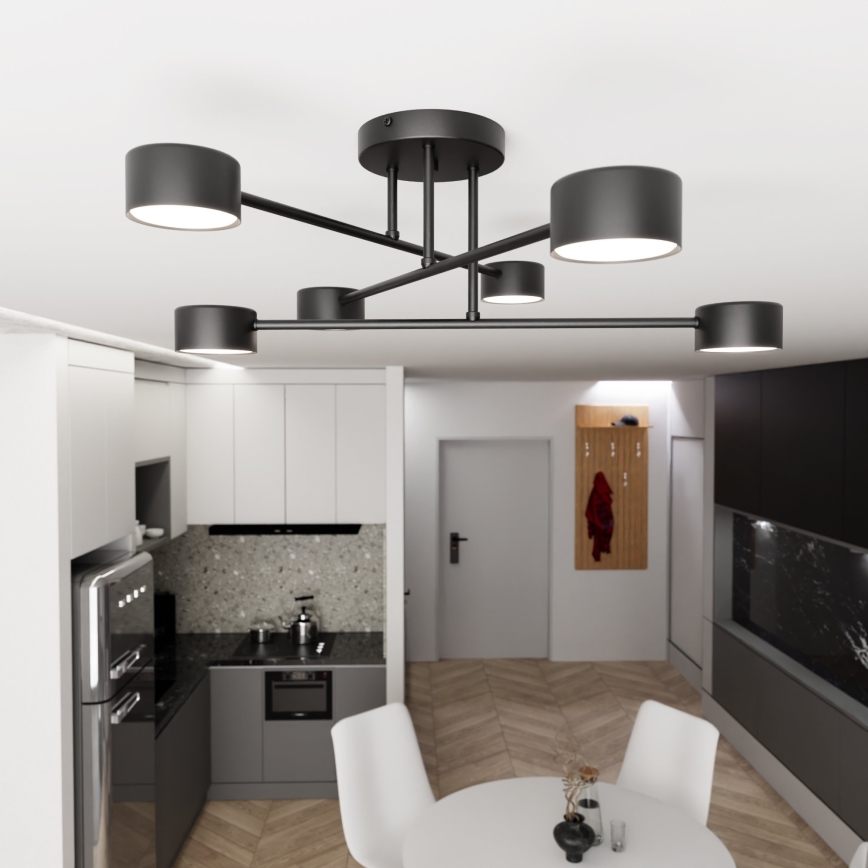 Candeeiro integrado HALO 6xGX53/8W/230V preto
